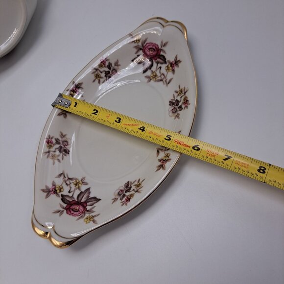 Occupied JAPAN MEITO NORLEANS Red Floral “Rosanne” Gravy Boat with Underplate - Picture 4 of 12